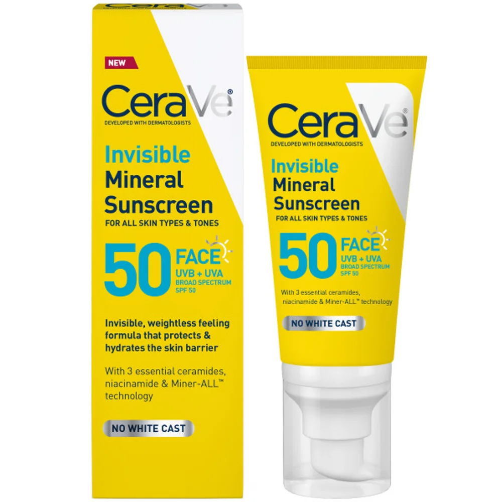 کرم ضد آفتاب مینرال بی رنگ SPF50 سراوی